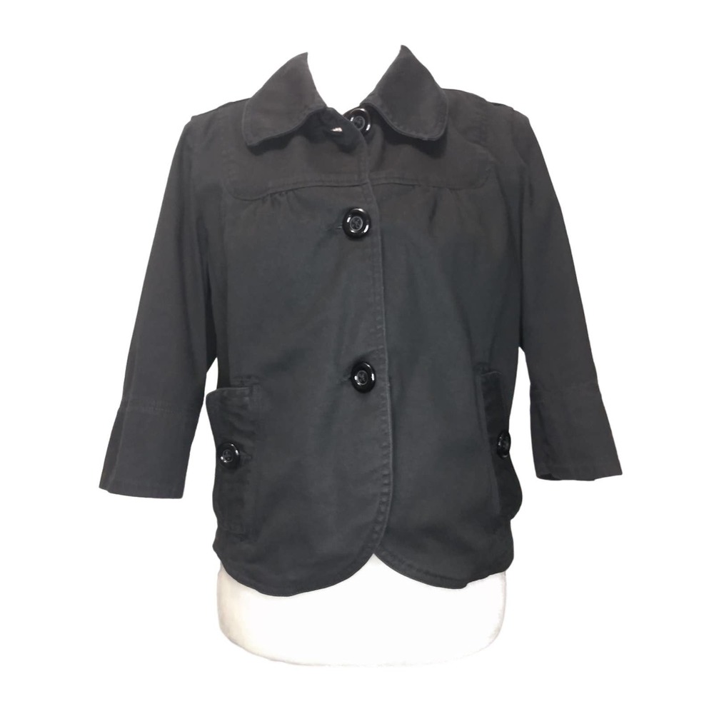 Larry Levine Stretch black 3/4 length peasant jacket